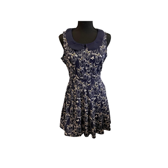 Yumi White and Blue Owl Print Dress - Picture 1 of 4